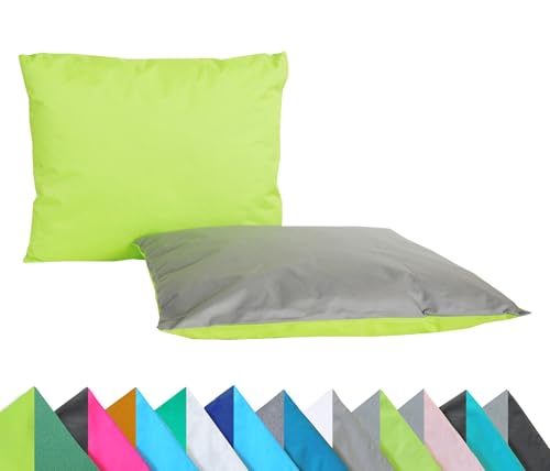 JACK 2er Set Wende Outdoor Kissenhülle Kissenbezug 2-farbig 30x50cm Wasserfest Lounge Kissen Garten Stuhl Lotus Effekt, Farbe:Grau - Grün von JACK