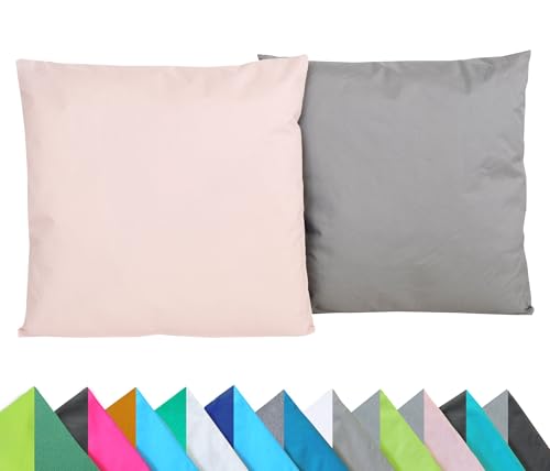 JACK 2er Set Wende Outdoor Kissenhülle Kissenbezug 2-farbig 45x45cm Wasserfest Lounge Kissen Garten Stuhl Lotus Effekt, Farbe:Grau - Rosa von JACK