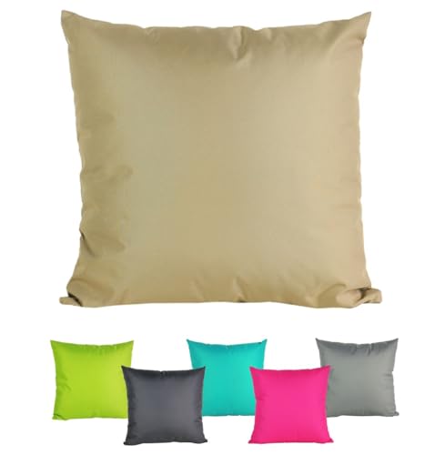 JACK 40x40cm Outdoor Lounge Kissen Dekokissen inkl. XXL-Füllung Wasserabweisend Sitzkissen Garten Stuhl Lotus Effekt, Farbe:Taupe von JACK