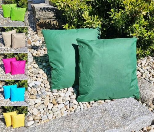 JACK 45x45cm Outdoor Lounge Kissen Dekokissen inkl. Füllung Wasserabweisend Sitzkissen Garten Stuhl Lotus Effekt, Farbe:Dunkelgrün von JACK