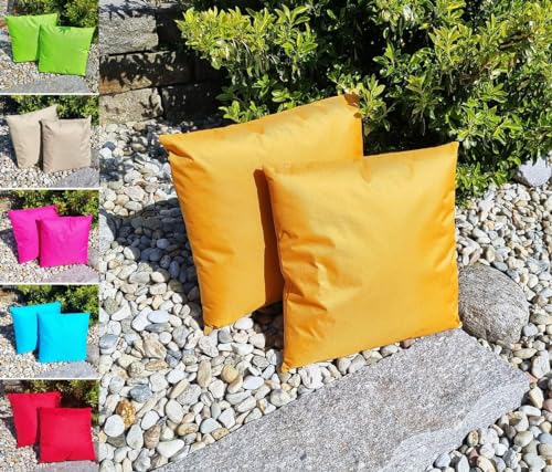 JACK 45x45cm Outdoor Lounge Kissen Dekokissen inkl. Füllung Wasserabweisend Sitzkissen Garten Stuhl Lotus Effekt, Farbe:Gold von JACK