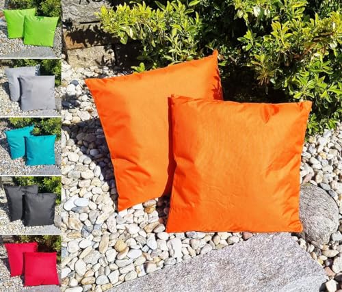 JACK 45x45cm Outdoor Lounge Kissen Dekokissen inkl. Füllung Wasserabweisend Sitzkissen Garten Stuhl Lotus Effekt, Farbe:Orange von JACK