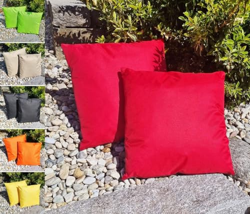 JACK 45x45cm Outdoor Lounge Kissen Dekokissen inkl. Füllung Wasserabweisend Sitzkissen Garten Stuhl Lotus Effekt, Farbe:Rot von JACK