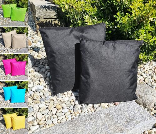 JACK 45x45cm Outdoor Lounge Kissen Dekokissen inkl. Füllung Wasserabweisend Sitzkissen Garten Stuhl Lotus Effekt, Farbe:Schwarz von JACK