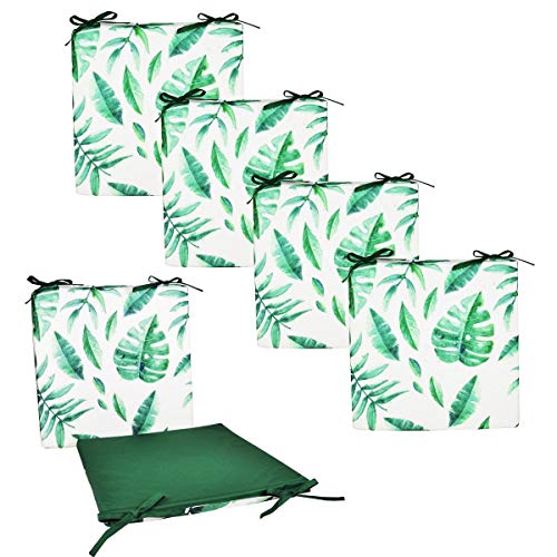 JACK 4X Motiv Outdoor Wende Stuhlkissen 40x40 cm Lounge Kissen Wasserfest Sitzkissen Garten Lotus Effekt, Farbe:Blatt von JACK