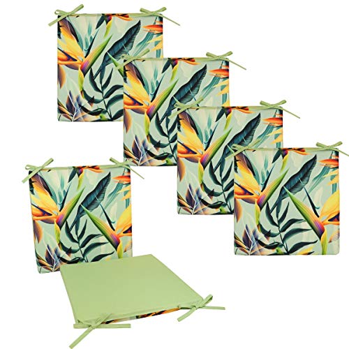 JACK 4X Motiv Outdoor Wende Stuhlkissen 40x40 cm Lounge Kissen Wasserfest Sitzkissen Garten Lotus Effekt, Farbe:Strelitzia von JACK