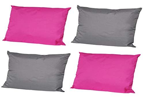 JACK 4X Outdoor Lounge Kissen 30x50cm viele Farben Dekokissen inkl. Füllung Wasserfest Sitzkissen Garten Stuhl, Farbe:2X Anthrazit - 2X Pink von JACK