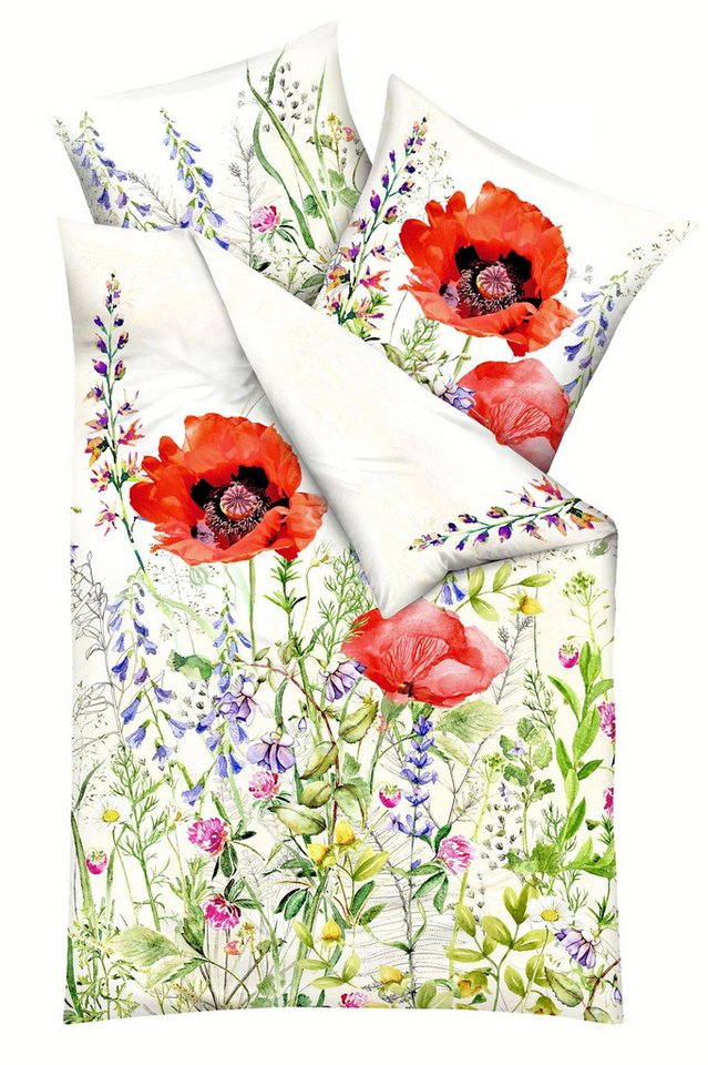 JACK Bettwäsche 135x200cm Summer Fields Rot Mohn Kaeppel, Mako-Satin, 2 teilig, hochwertiger Digitaldruck mit einem frischen Blumenmotiv, Baumwolle JACK Bettwäsche 135x200cm Summer Fields Rot Mohn Kaeppel, Mako-Satin, 2 teilig, hochwertiger Digitaldruck mit einem frischen Blumenmotiv, Baumwolle von JACK