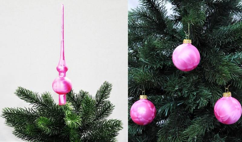 JACK Christbaumschmuck JACK Eislack Set Christbaumspitze 28cm + 12x Christbaumkugeln 6cm, inklusive praktischer Aufbewahrungsbox, Made in Germany von JACK