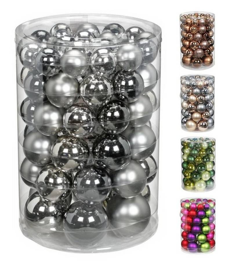 JACK Christbaumschmuck JACK by Inge Glas 60x Glas Kugeln Christbaumkugeln Ø 4 5 6 7 cm Box, Matt, Glanz, inkl. Aufbewahrungsbox von JACK