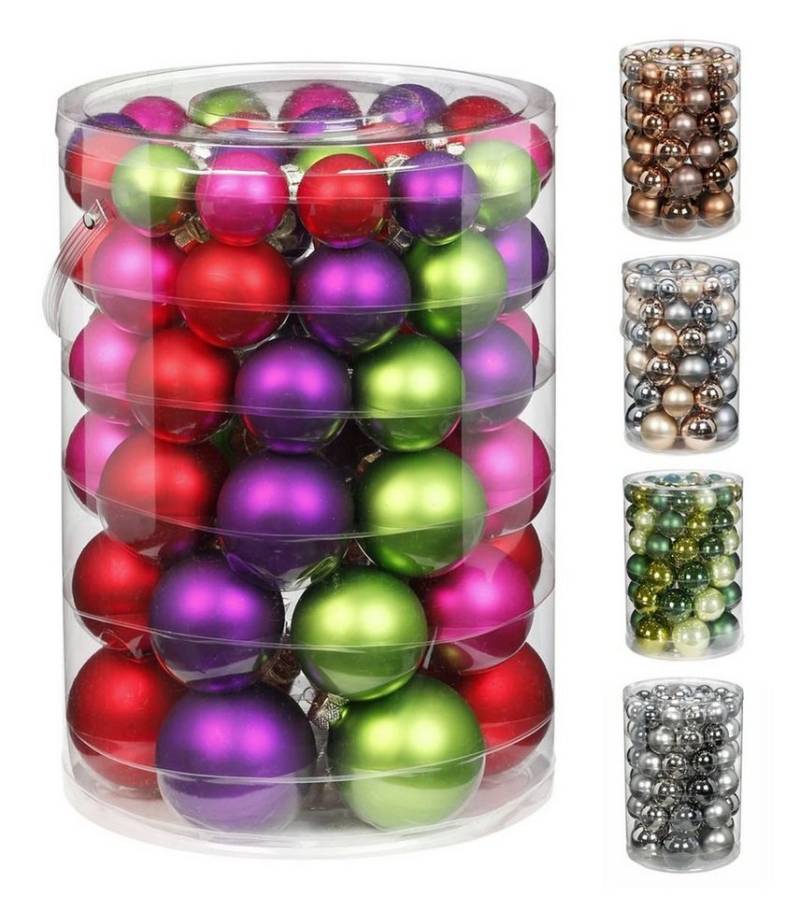 JACK Christbaumschmuck JACK by Inge Glas 60x Glas Kugeln Christbaumkugeln Ø 4 5 6 7 cm Box, Matt, Glanz, inkl. Aufbewahrungsbox von JACK