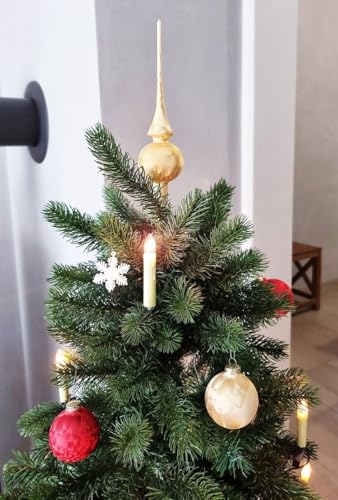 JACK Eislack Glas Christbaumkugeln Set 15x Kugel 6cm + 1x Spitze 25cm Box, Farbe:Gold-Rot von JACK