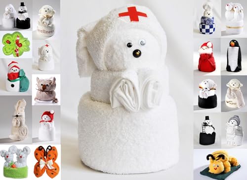 JACK Frottier Geschenk Set viele Modelle Handarbeit Origami Gästetuch Handtuch Waschhandschuh, Motiv/Art:Krankenschwester von JACK