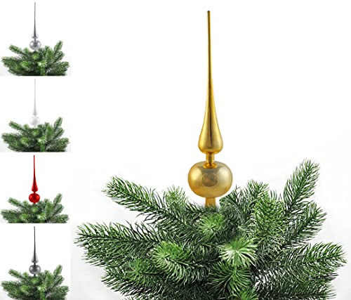 JACK Kunststoff Christbaumspitze Spitze Höhe 28cm, Ø 6cm Weihnachtsbaum Spitze Gold Silber Rot Grau Weiß Glanz, Farbe:Gold von JACK