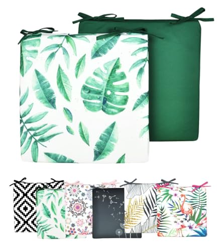 JACK Motiv Outdoor Wende Stuhlkissen 40x40cm Lounge Kissen Wasserfest Sitzkissen Garten Lotus Effekt, Farbe:Blatt von JACK