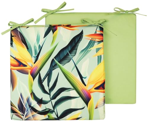 JACK Motiv Outdoor Wende Stuhlkissen 40x40cm Lounge Kissen Wasserfest Sitzkissen Garten Lotus Effekt, Farbe:Strelitzia von JACK