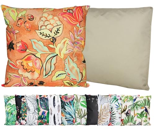 JACK Outdoor Motiv Kissen 45x45cm Lounge Dekokissen inkl. Füllung Wasserabweisend Sitzkissen Garten Stuhl, Farbe:Beerenflut Orange von JACK