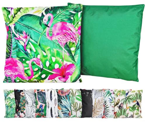 JACK Outdoor Motiv Kissen 45x45cm Lounge Dekokissen inkl. Füllung Wasserabweisend Sitzkissen Garten Stuhl, Farbe:Flamingo Monstera von JACK