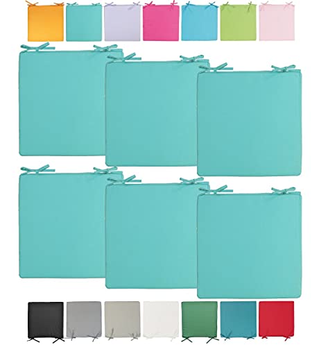 JACK Outdoor Stuhlkissen 40x40cm Lounge Kissen Auflage Wasserfest Sitzkissen Garten Lotus Effekt, Farbe:Aqua, Stückzahl:6X von JACK