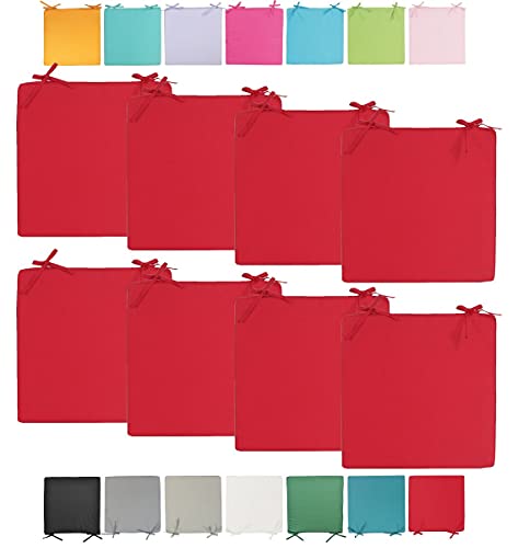 JACK Outdoor Stuhlkissen 40x40cm Lounge Kissen Auflage Wasserfest Sitzkissen Garten Lotus Effekt, Farbe:Rot, Stückzahl:8X von JACK