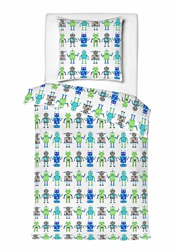 JACK Renforcé Kinder Bettwäsche 2 TLG. 135x200cm Roboter Maschine Werkzeug Offwhite Grün Blau Anthrazit JACK Renforcé Kinder Bettwäsche 2 TLG. 135x200cm Roboter Maschine Werkzeug Offwhite Grün Blau Anthrazit von JACK