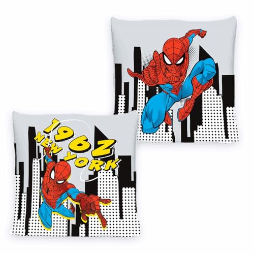 JACK Renforcé Kissen 40x40cm inkl. Füllung Dekokissen Spider-Man Marvel Disney Grau Blau Rot von JACK