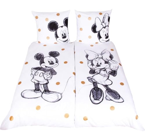 JACK Renforcé Partner Bettwäsche 4 TLG. 135x200cm Disney Mickey & Minnie Mouse Reißverschluss von JACK