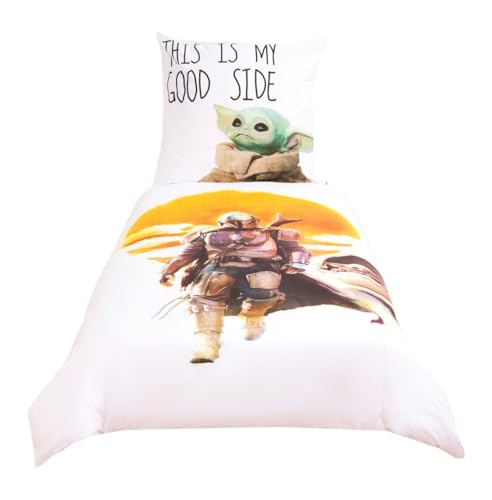 JACK Renforcé Wende Bettwäsche 135x200cm Star Wars 2 TLG. Mandalorian Grogu Baby Yoda Disney von JACK