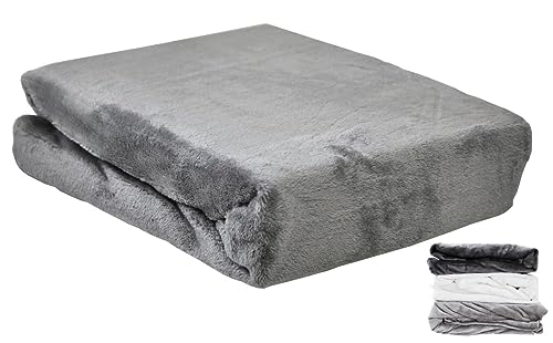 JACK Teddy Flausch Plüsch Spannbettlaken Cashmere Touch Weiß Grau Anthrazit Creme 90x190-100x200 / 140x200 / 180x200 cm, Farbe:Grau, Größe:180x200cm Spannbettlaken von JACK