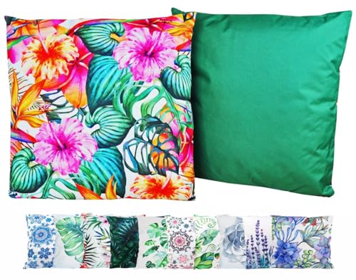 JACK XXL Outdoor Lounge Kissen 60x60cm Motiv Dekokissen inkl. Füllung Wasserfest Sitzkissen Garten Stuhl, Farbe:Flowers von JACK