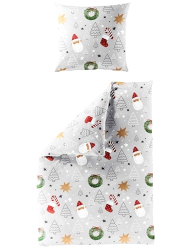 JACK by Bierbaum Biber Bettwäsche 2 TLG. 135x200cm Santa Claus Geschenke Silber Grün Rot Offwhite JACK by Bierbaum Biber Bettwäsche 2 TLG. 135x200cm Santa Claus Geschenke Silber Grün Rot Offwhite von JACK