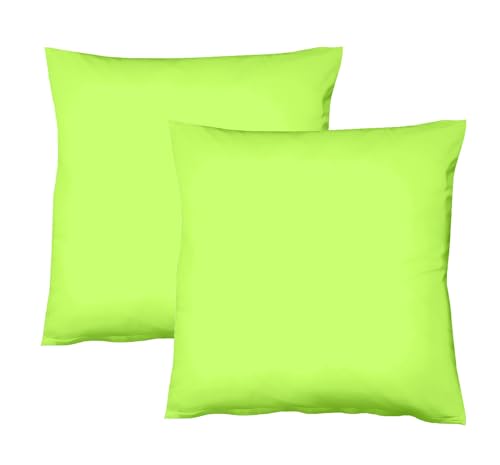 JACK by Fleuresse 2er Set Renforcé Kissenhülle Kissenbezug Dekokissen Baumwolle weich, Farbe:Grün, Größe:40 x 40 cm von JACK