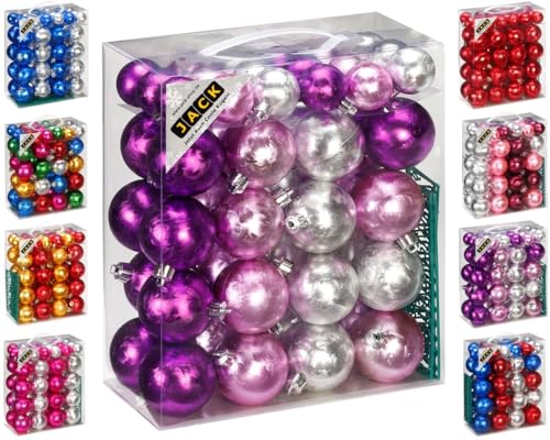 JACK by Inge 50x Kunststoff Kugeln Eislack Christbaumkugeln Ø 4+6cm inkl. Haken Glanz Glitzer Matt, Farbe:Violett-Flieder-Silber JACK by Inge 50x Kunststoff Kugeln Eislack Christbaumkugeln Ø 4+6cm inkl. Haken Glanz Glitzer Matt, Farbe:Violett-Flieder-Silber von JACK