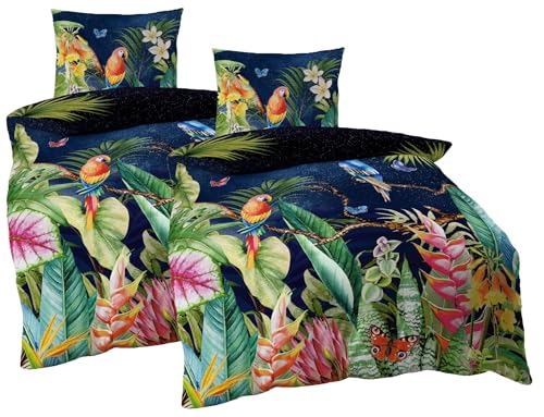 JACK by Kaeppel 4tlg. Mako Satin Digitaldruck Bettwäsche Tropical Galaxy Dschungel Papagei Bunt Regenwald, Größe:4 TLG. 155x220cm JACK by Kaeppel 4tlg. Mako Satin Digitaldruck Bettwäsche Tropical Galaxy Dschungel Papagei Bunt Regenwald, Größe:4 TLG. 155x220cm von JACK