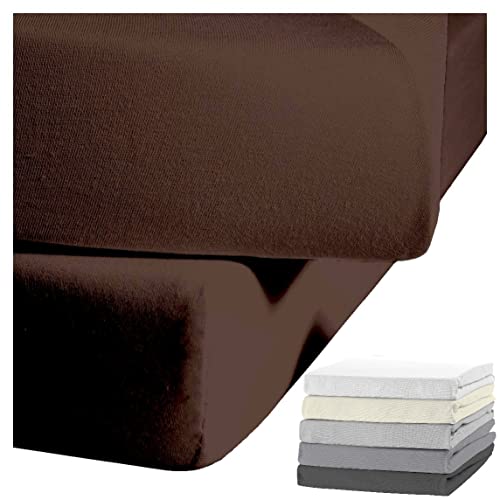 JACK by Kaeppel Biber Spannbettlaken Rundgummi Baumwolle Spannbetttuch 90x190-100x200 / 140-160x200 / 180-200x200 cm, Farbe:Nougat, Größe:100x200cm Spannbettlaken von JACK