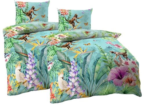 JACK by Kaeppel Mako Satin 4tlg. Digitaldruck Bettwäsche Äffchen Dschungel Kakadu Schmetterling Bunt Urwald, Größe:4 TLG. 155x220cm JACK by Kaeppel Mako Satin 4tlg. Digitaldruck Bettwäsche Äffchen Dschungel Kakadu Schmetterling Bunt Urwald, Größe:4 TLG. 155x220cm von JACK