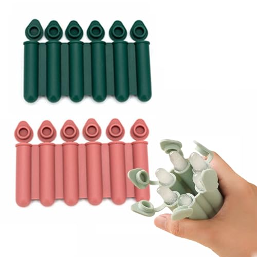 2 Stück Ice Cube Tray 6er Set Lebensmittelechte Eiswürfelform Klein (Lang, Mini) mit Deckel & Stäbchen – BPA-frei, Silikonform Eiswürfel, Zäpfchenform (Grün and Rosa) von JACKANNA