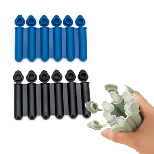 2 Stück Ice Cube Tray 6er Set Lebensmittelechte Eiswürfelform Klein (Lang, Mini) mit Deckel & Stäbchen – BPA-frei, Silikonform Eiswürfel, Zäpfchenform (Schwarz and Blau) von JACKANNA