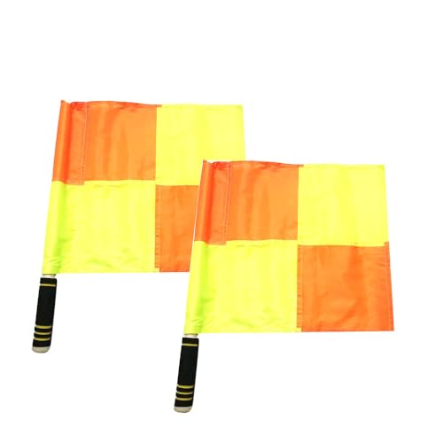 2 Stück Schiedsrichter-Flaggen mit Metallgriff & Schaumstoff-Handgriff – Fußball & Rugby Linienrichter-Fahnen, Assistenten-Signalflaggen für Sportwettkämpfe & Training (Quadratisches Raster) von JACKANNA