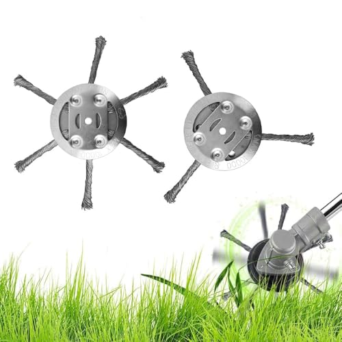 2 Stücke Unkrautbürste Freischneider,6 Zoll Drahtbürste Stahldraht Rasentrimmer Kopf aus Stahldraht,Wildkrautbürste,Unkrautbürste für Rasentrimmer,Profi Ersatzkopf für Freischneider ((3+6) Klinge) von JACKANNA