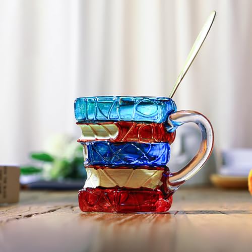 3D Buchtasse, Buch Tasse Glas Bücher Tasse Leseglück-Tasse | Anti-Scalding Keramik Heißgetränk Kaltgetränk Lehrertag Geburtstagsgeschenk für Lehrer und Freu von JACKANNA