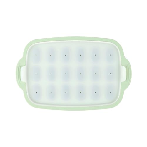 Babybrei Einfrieren Behälter Babynahrung Gefrierschalen Muttermilch Aufbewahrung Popsicle Form Babynahrung Aufbewahrungsbehälter Silikon Eiswürfelform mit Deckel Baby selbstfütternde geteilte (Grün) von JACKANNA
