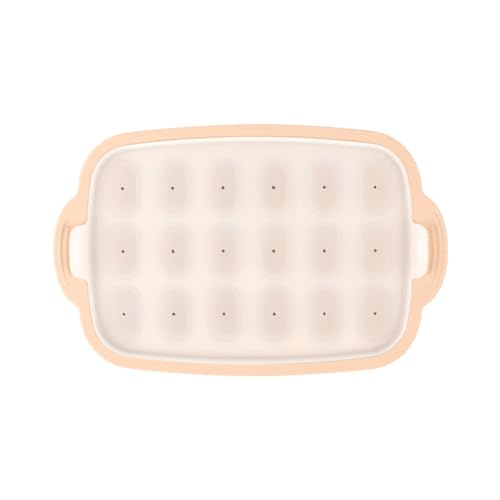 Babybrei Einfrieren Behälter Babynahrung Gefrierschalen Muttermilch Aufbewahrung Popsicle Form Babynahrung Aufbewahrungsbehälter Silikon Eiswürfelform mit Deckel Baby selbstfütternde geteilte (Beige) von JACKANNA