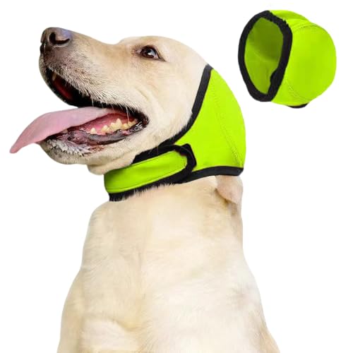 JACKANNA Gehörschutz Hund, Verstellbar Ohrenschutz Schwimmen zum Schwimmen, Hundecap,Ohrenschutz Hund für kleine, mittelgroße (Neongrün, M Pierumfang 35-48 empfohlenes Gewicht 35-60 Jin) von JACKANNA