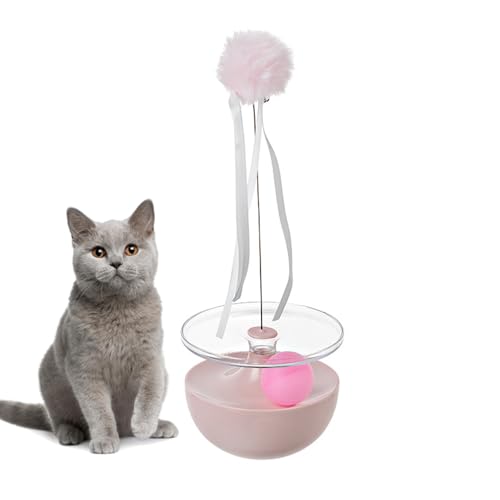 JACKANNA Interaktiver Katzen Zauberstab mit Feder Ball Spielzeug für Hauskatzen, Innenbereich, Rutschfester Griff(Katzenspielzeug, Teaser für Katzen (Rosa) von JACKANNA