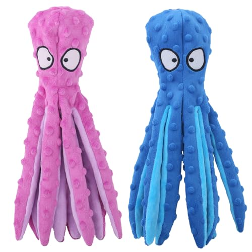 Octopus Kuscheltier Hundespielzeug Intelligenz und Katze Kauspielzeug, Plüsch Nicht-gefüllten Hund Vocal Toy Krake Kuscheltier, Geeignet für Kleine und Mittlere Hunde von JACKANNA
