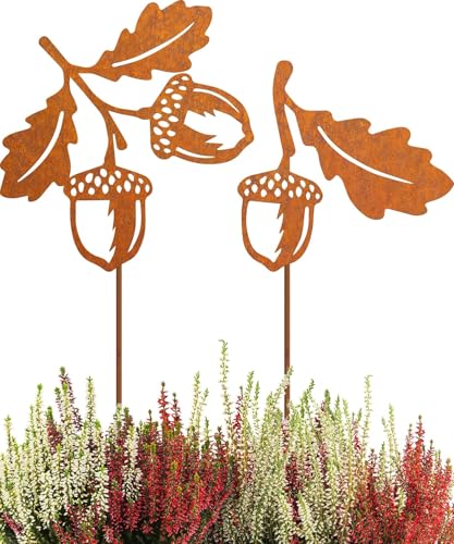 JACKANNA Outdoor Edelstahl Fliegende Pilz Gartendekoration | Herbst Rostfarbene Grill gefüllte Pilze | Hof Rasen Garten Ornamente | große Pilz Skulptur | Garten Landschaft Dekoration (2) von JACKANNA