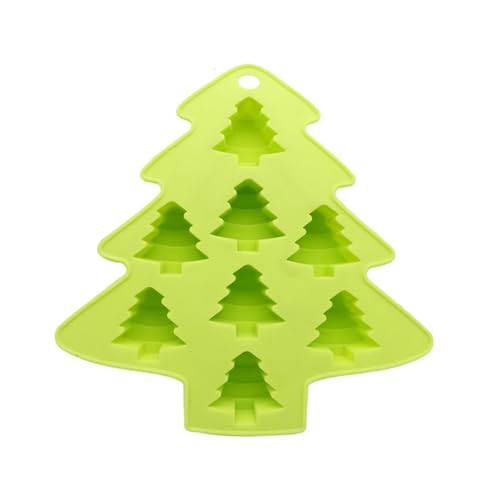 Jackanna 2 Stück 8 Löcher Weihnachtsbaum Silikonformen Süßigkeiten Schokoladenformen Antihaft Fudge Backformen Handgemachte Seife Pudding Gelee Eiswürfelform Cupcake Formen (Grün) von JACKANNA