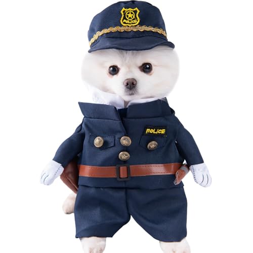 Jackanna Hundekostüm Halloween,Hundepullover Kostüm für Katzen Hund Spaß Kostüm für Kleine, Mittlere, Große, Extra Große Hund Haustier Katze (Polizeibeamter) von JACKANNA