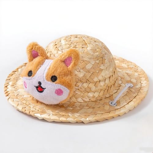 Lustige Hundemützen Set - Verstellbarer Sombrero & Propellerhut aus Stroh, Mexikanische Partyhüte für Kleine Hunde & Welpen (Foto-Shooting & Spaziergang (Hund) von JACKANNA